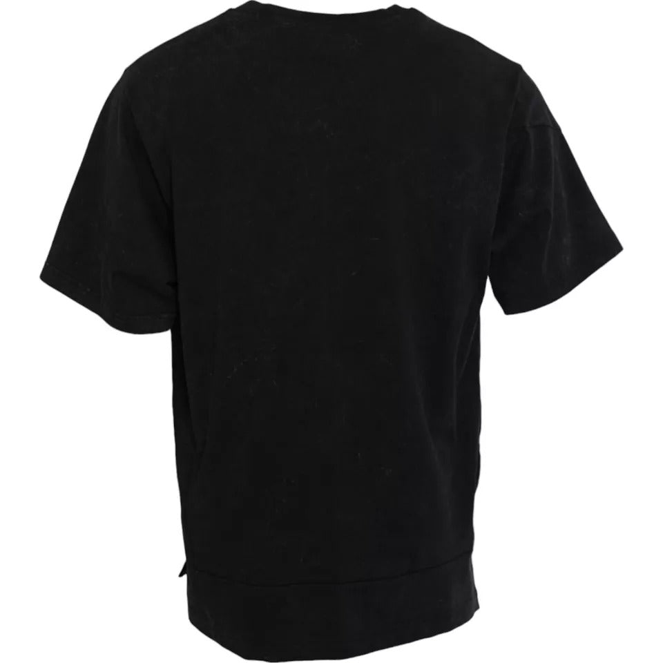T-shirt ras du cou en coton noir à imprimé graphique Dolce &amp; Gabbana