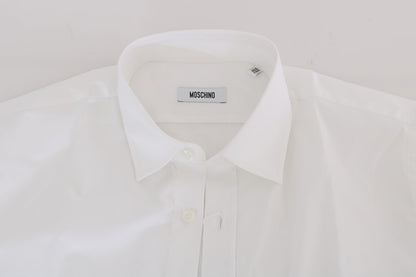 Moschino Slim Fit Hemd aus weißer Stretch-Baumwolle