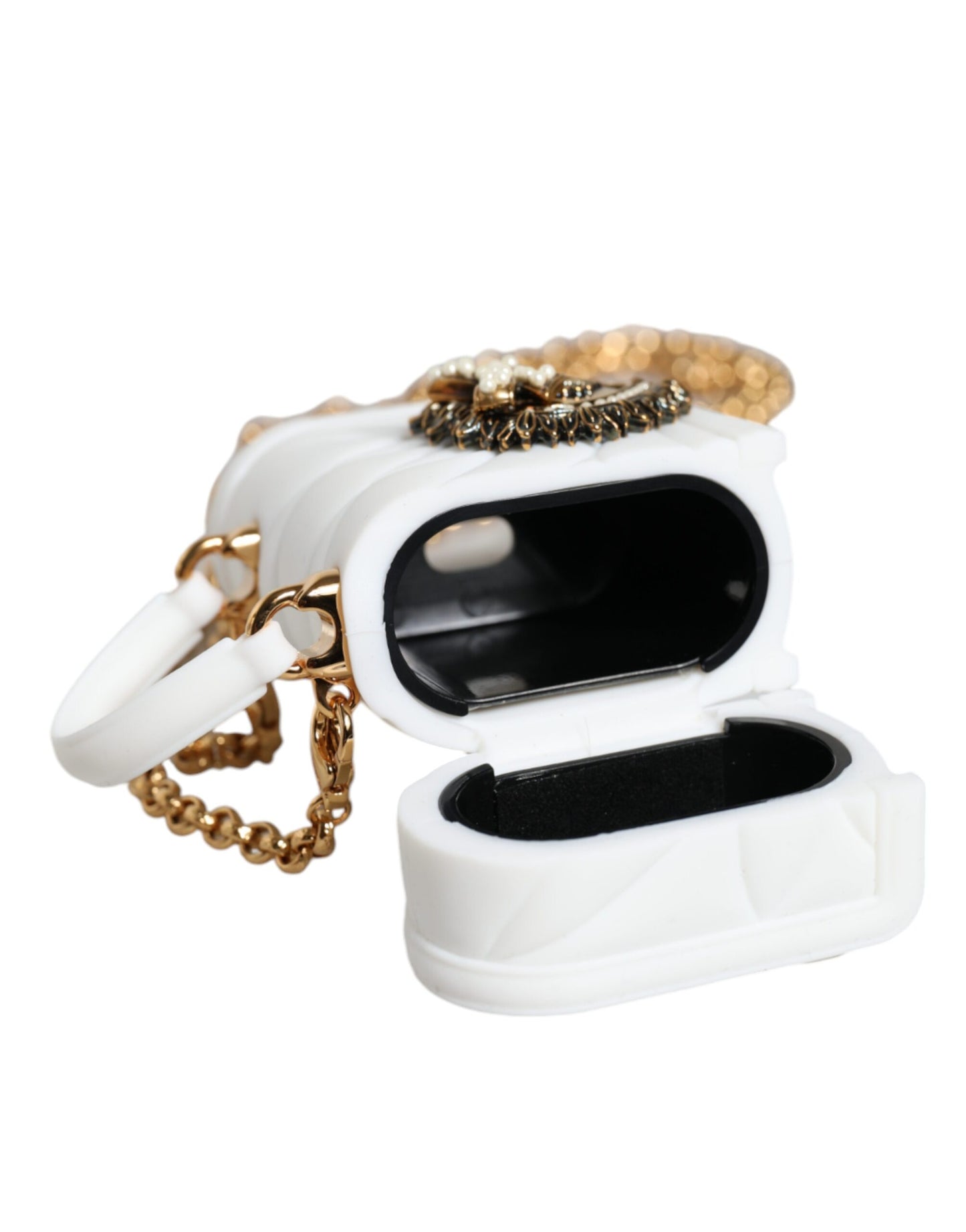 Étui pour Airpods Dolce &amp; Gabbana en silicone blanc avec motif cœur dévotion