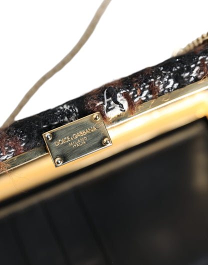 Dolce &amp; Gabbana Pochette de soirée en tweed multicolore à fleurs Sac à bandoulière