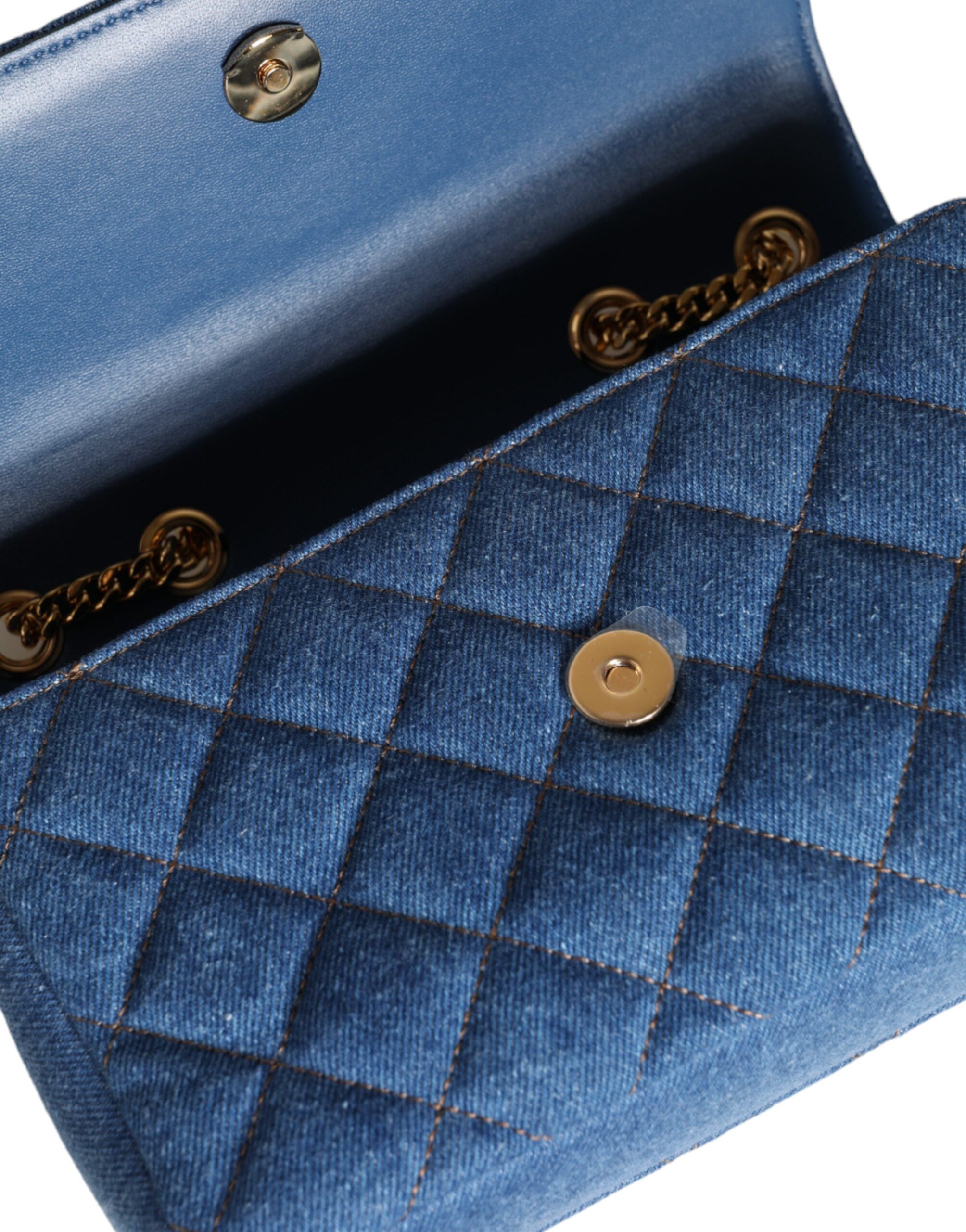 Sac bandoulière en cuir de jean bleu matelassé