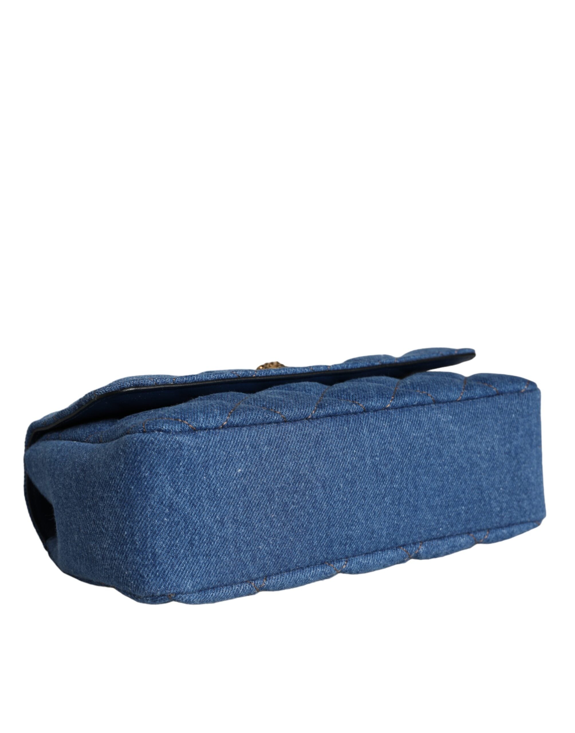 Sac bandoulière en cuir de jean bleu matelassé