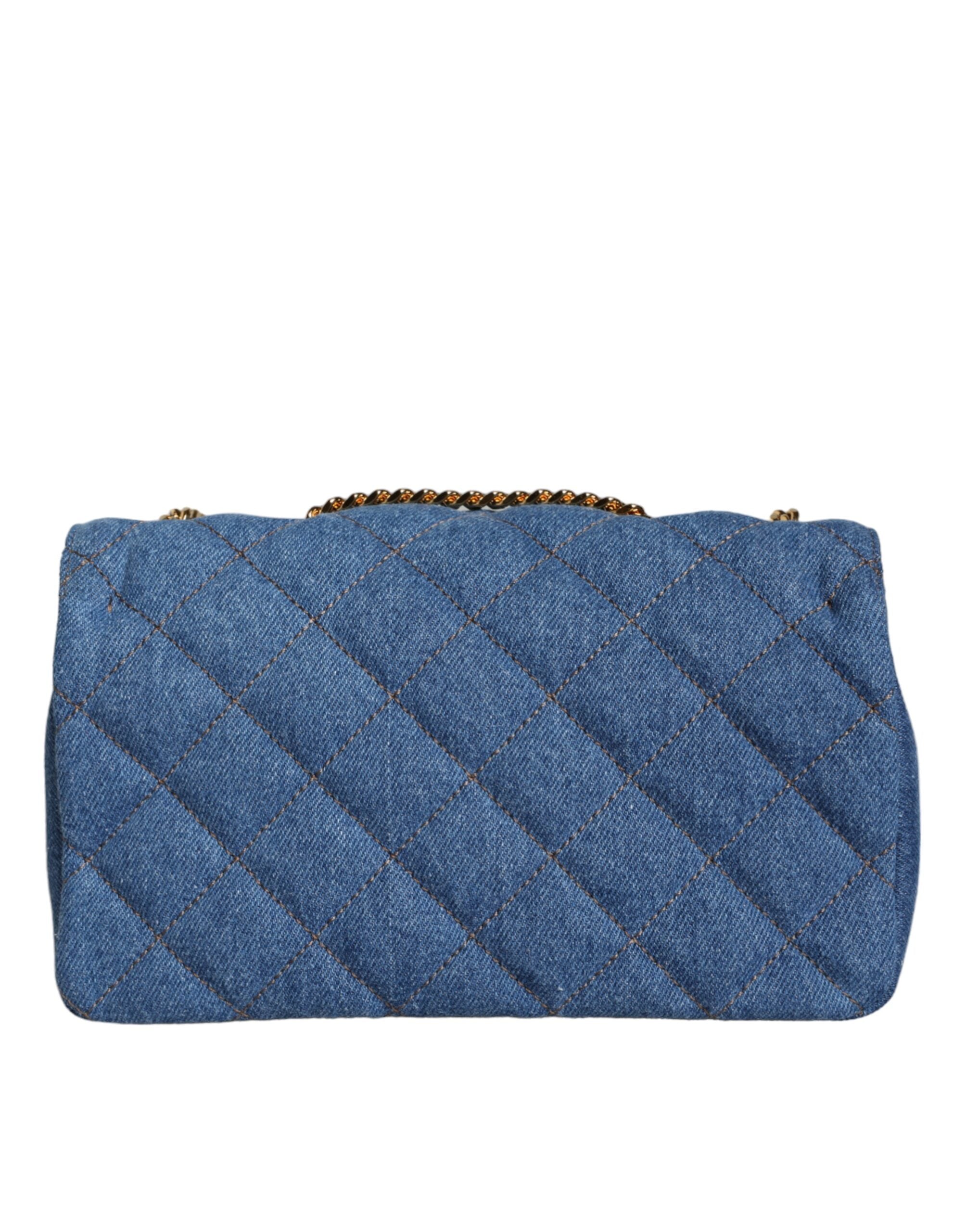 Sac bandoulière en cuir de jean bleu matelassé