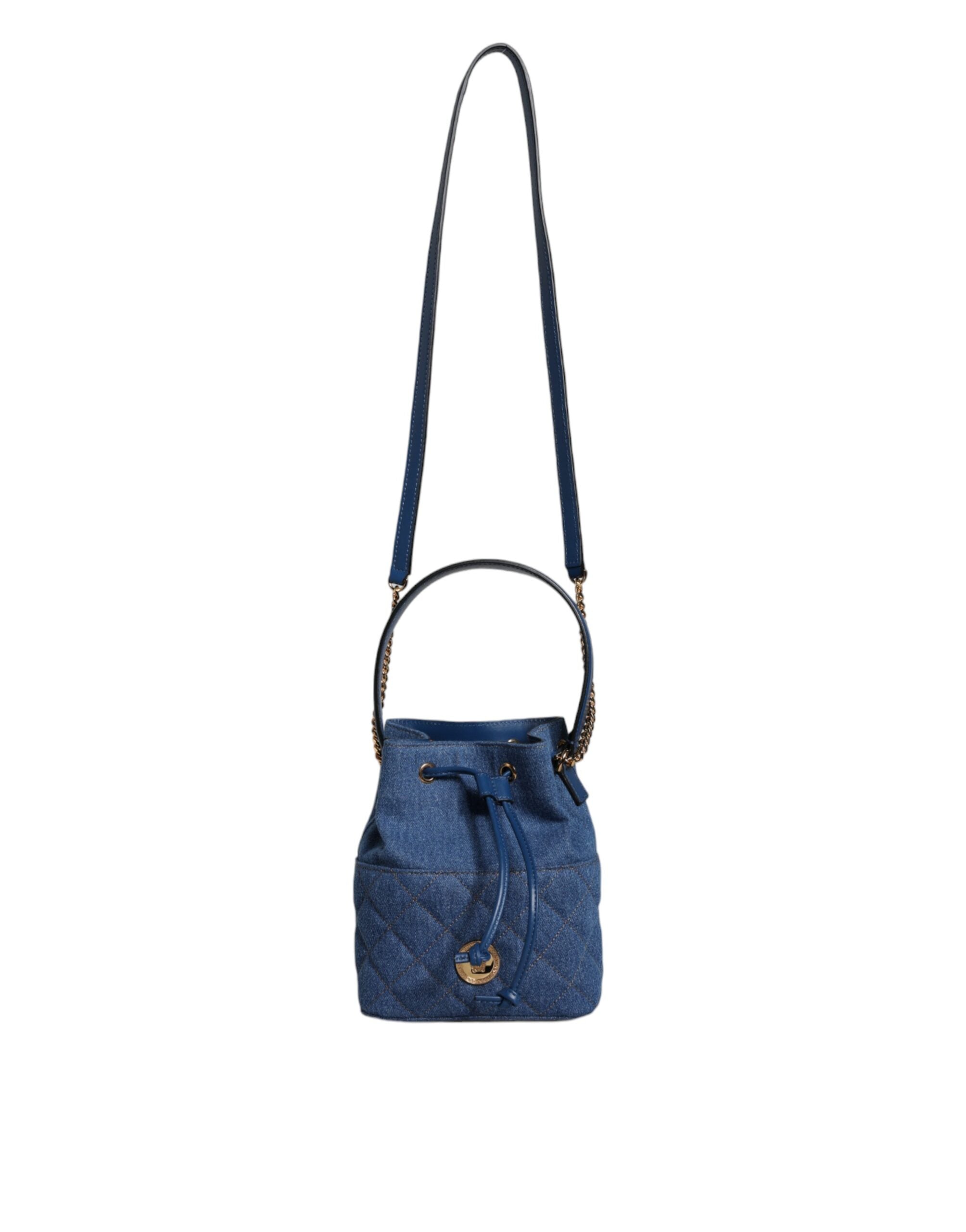Sac bandoulière en cuir de jean bleu matelassé