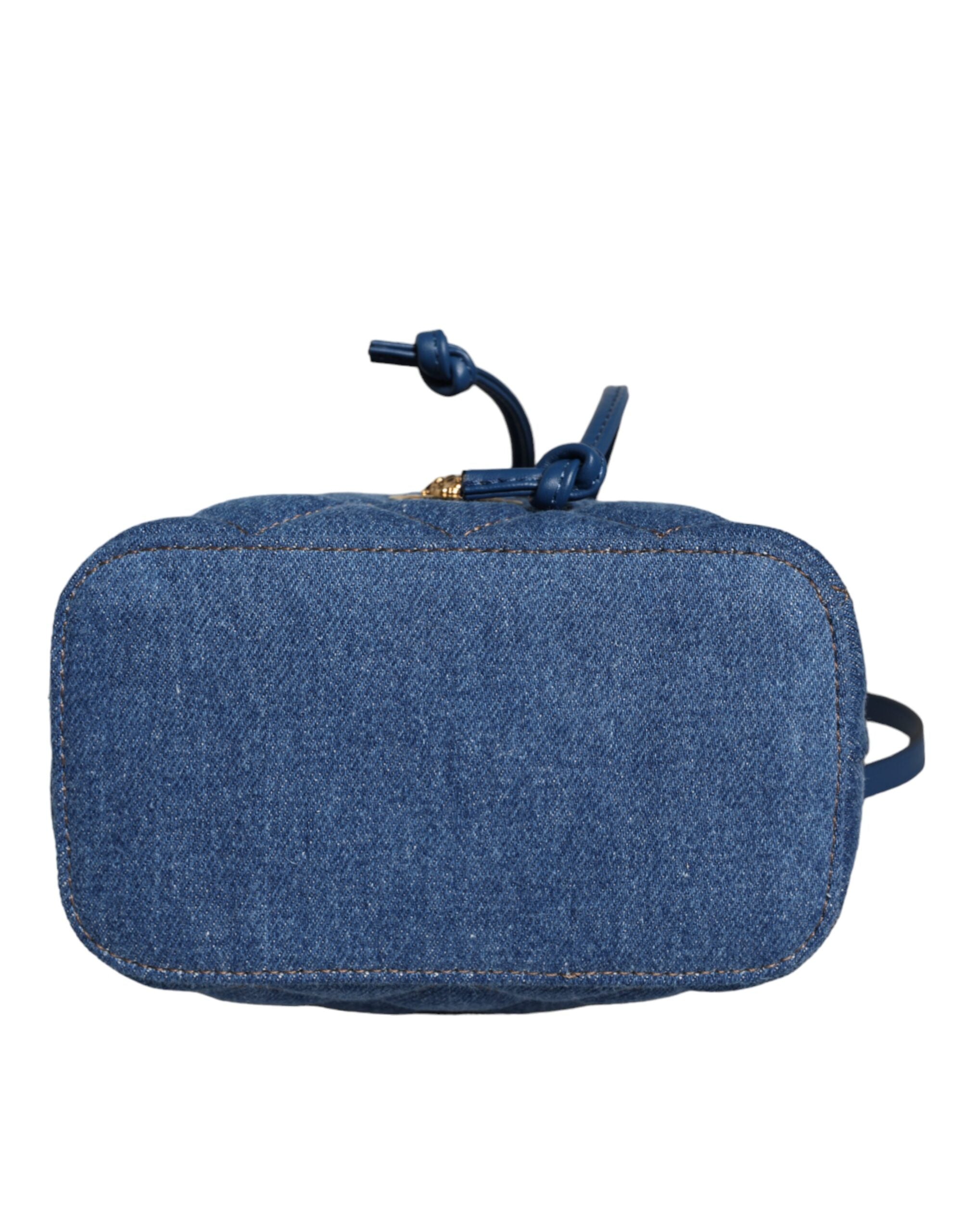 Sac bandoulière en cuir de jean bleu matelassé