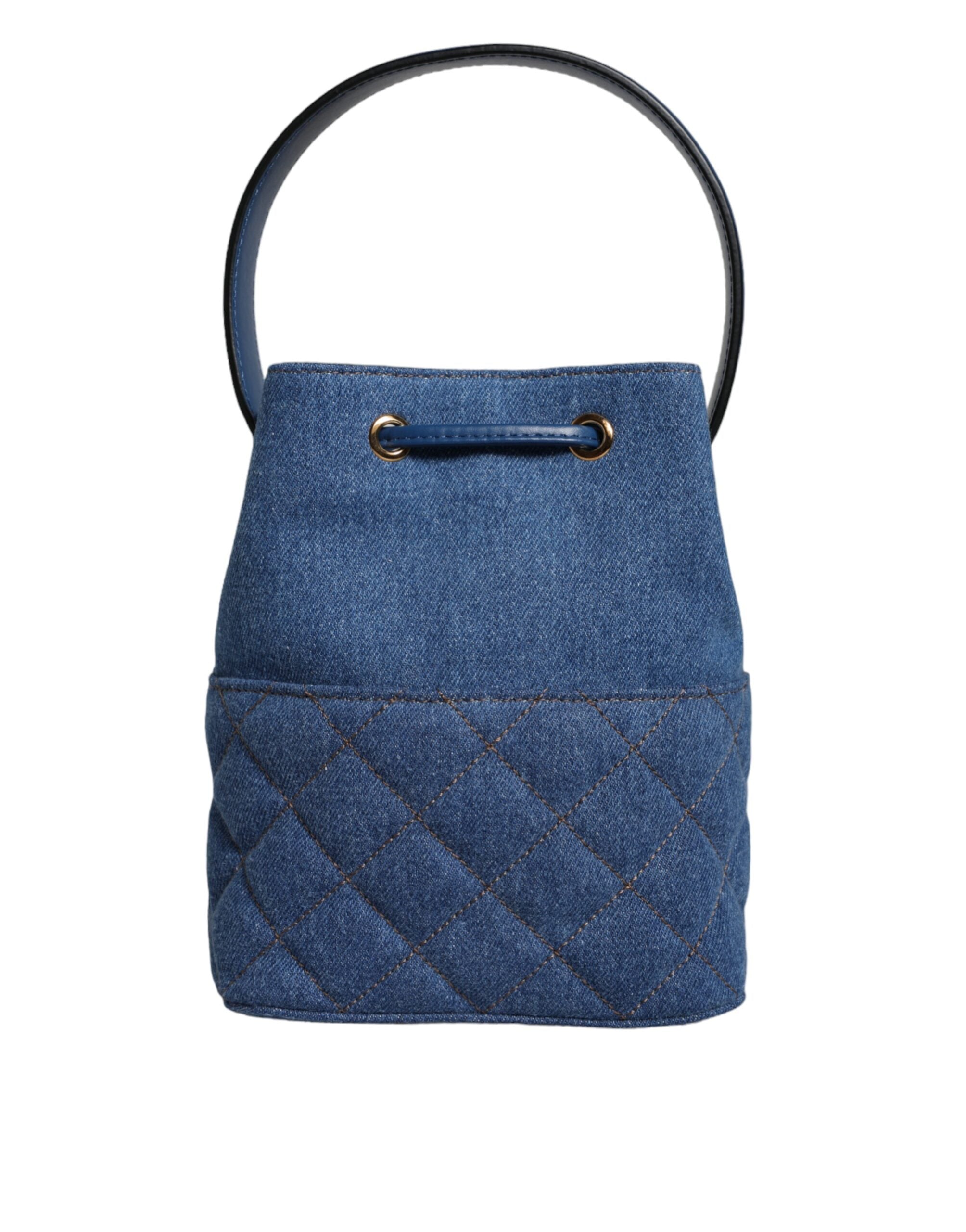 Sac bandoulière en cuir de jean bleu matelassé