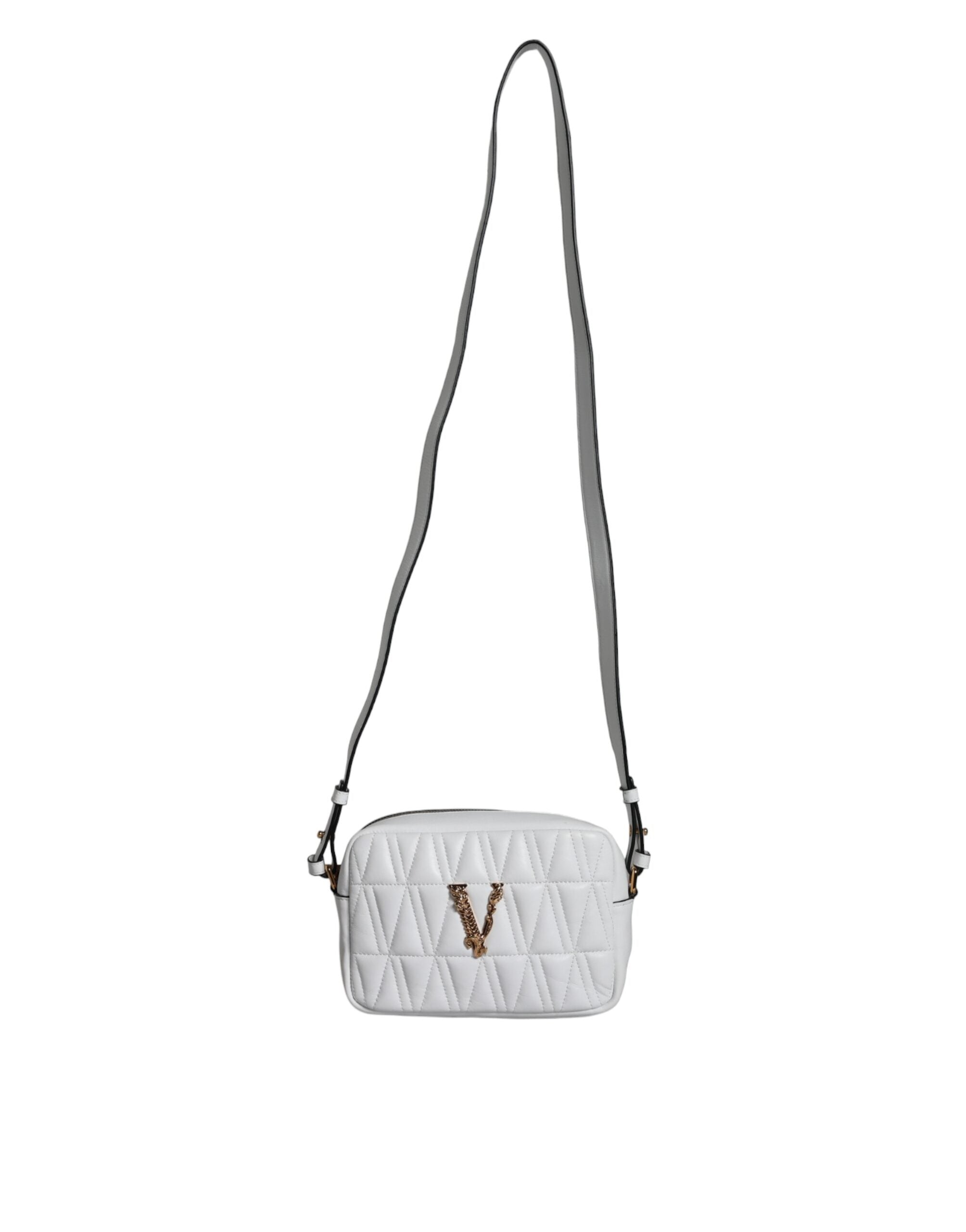 Sac bandoulière en cuir de nappa blanc matelassé