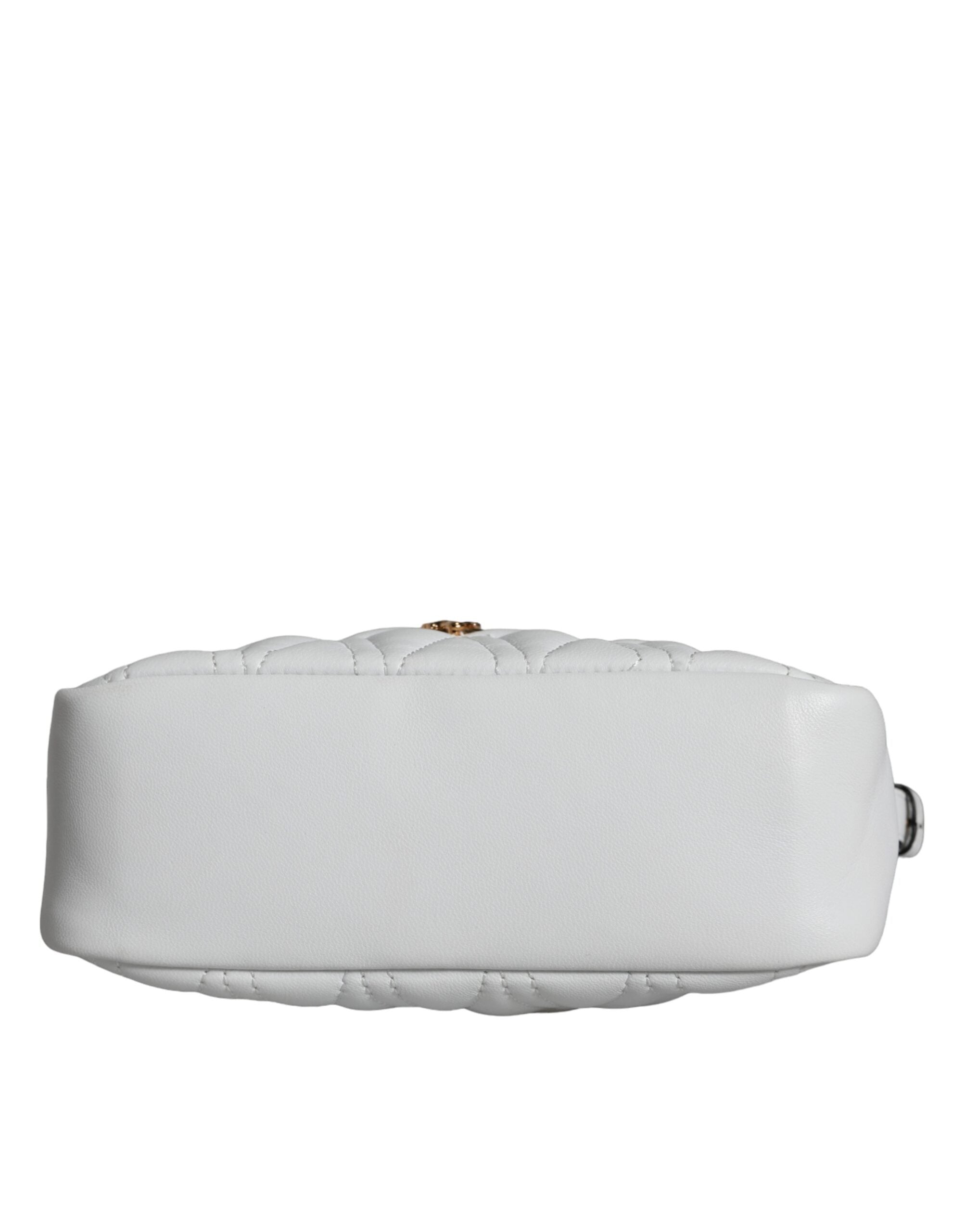 Sac bandoulière en cuir de nappa blanc matelassé