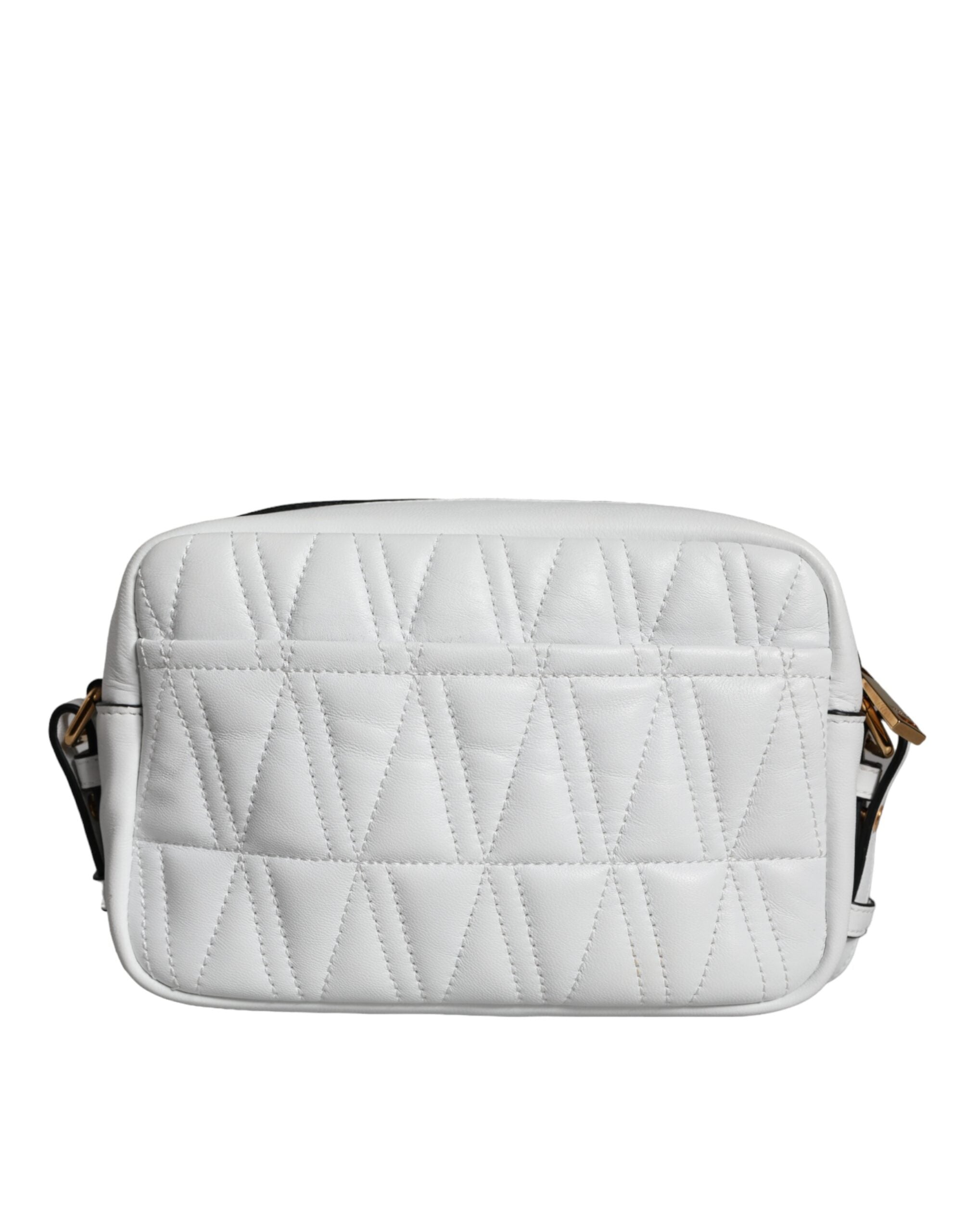 Sac bandoulière en cuir de nappa blanc matelassé