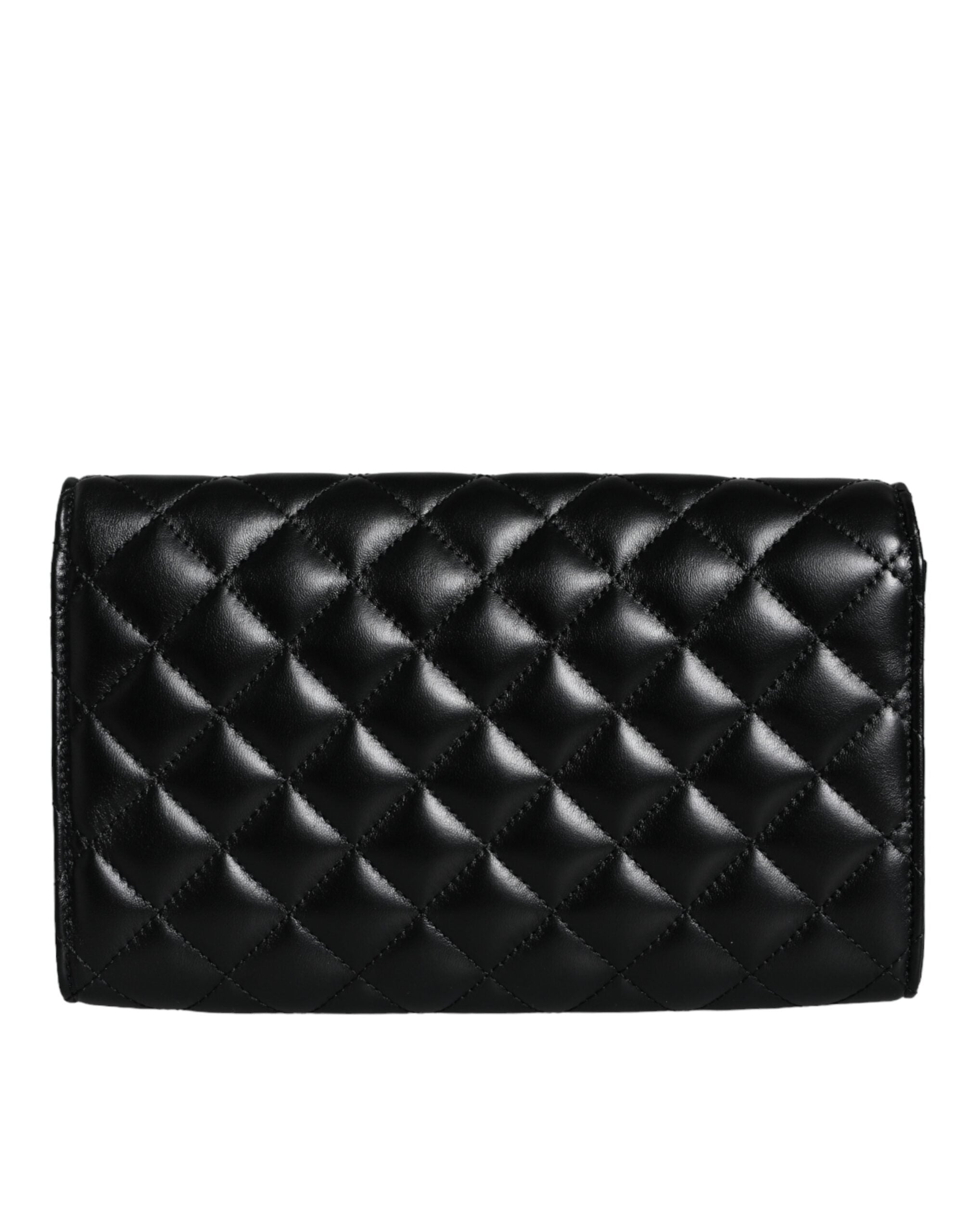 Sac bandoulière en cuir de nappa noir matelassé