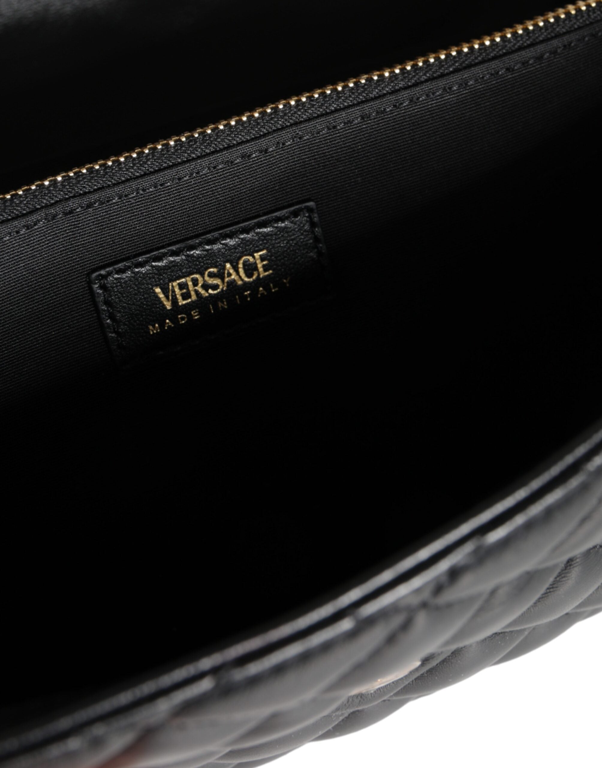 Sac bandoulière en cuir de nappa noir matelassé