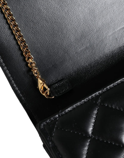 Versace – Schwarze Umhängetasche aus gestepptem Nappaleder