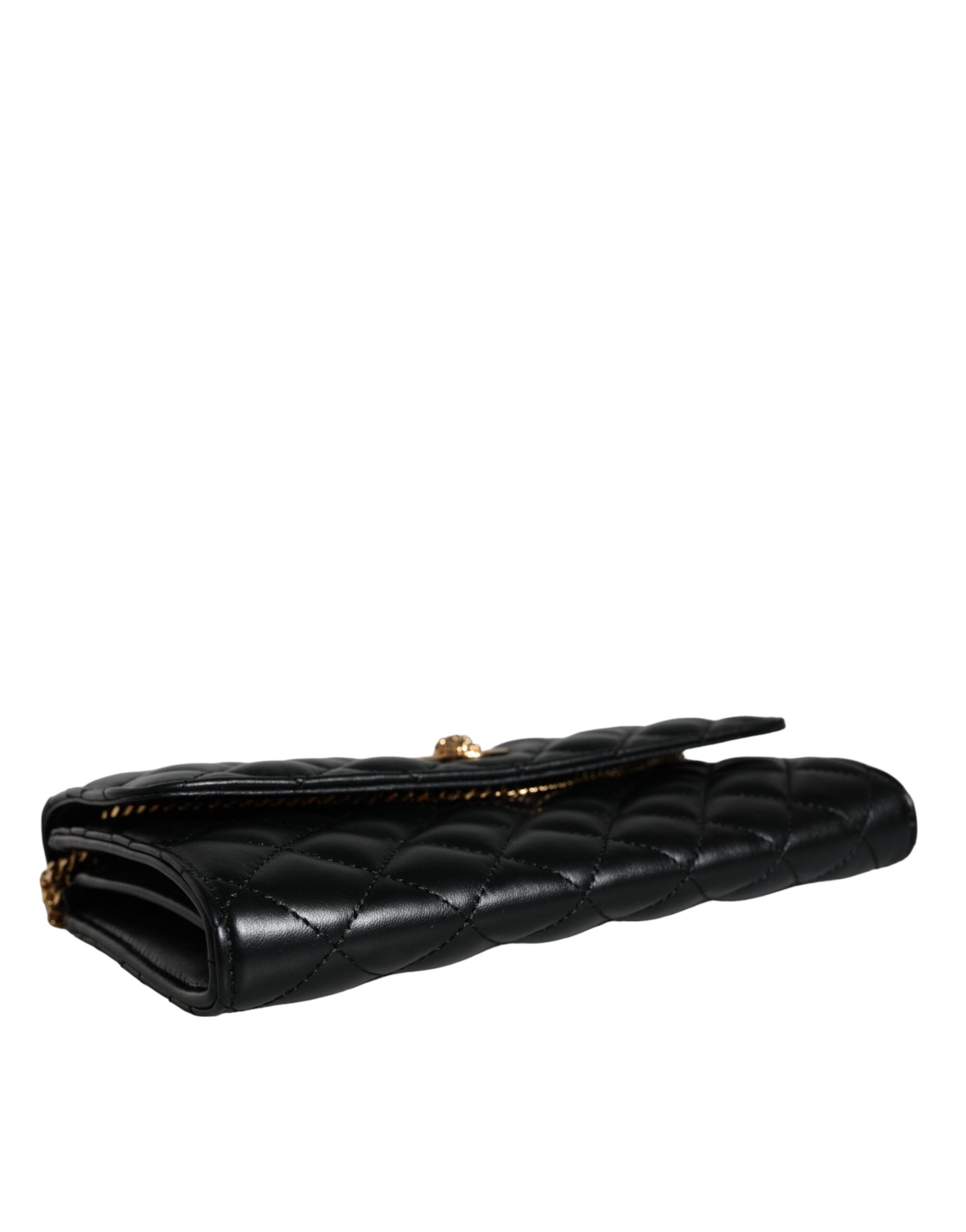 Sac bandoulière en cuir de nappa noir matelassé