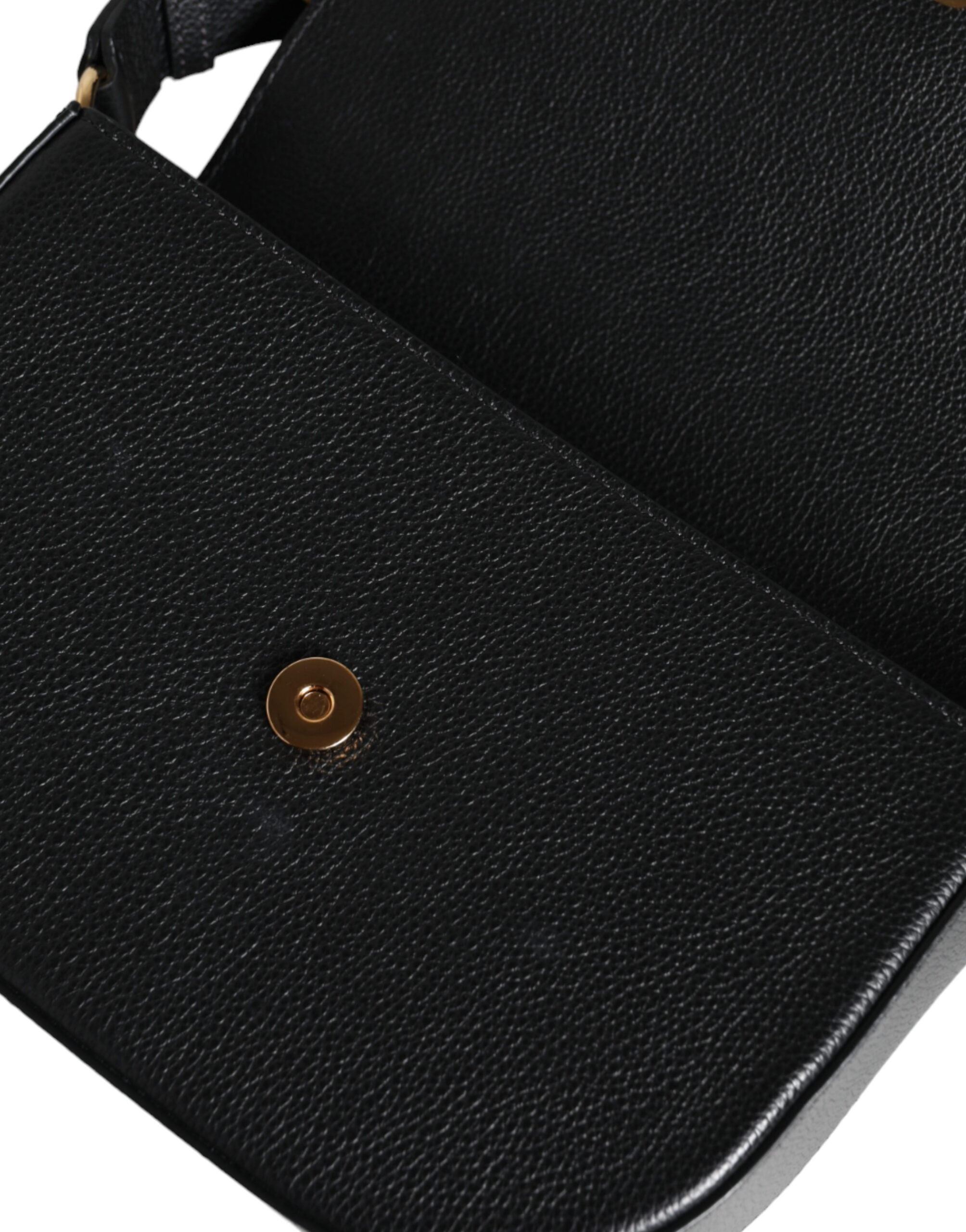Sac bandoulière Versace en cuir de veau grainé noir avec logo