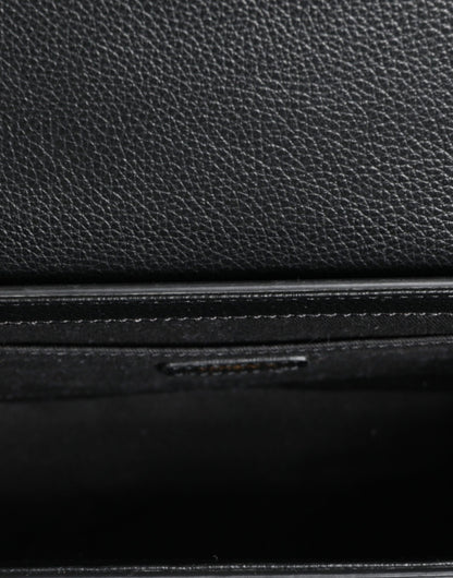 Sac bandoulière Versace en cuir de veau grainé noir avec logo