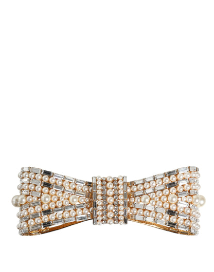 Broche Dolce &amp; Gabbana en laiton doré ornée de fausses perles et de cristaux