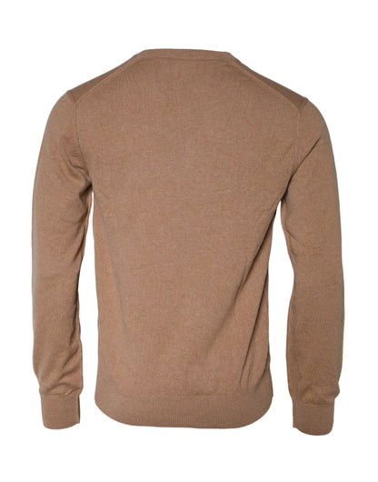 Pull col V en maille cachemire marron Dolce &amp; Gabbana