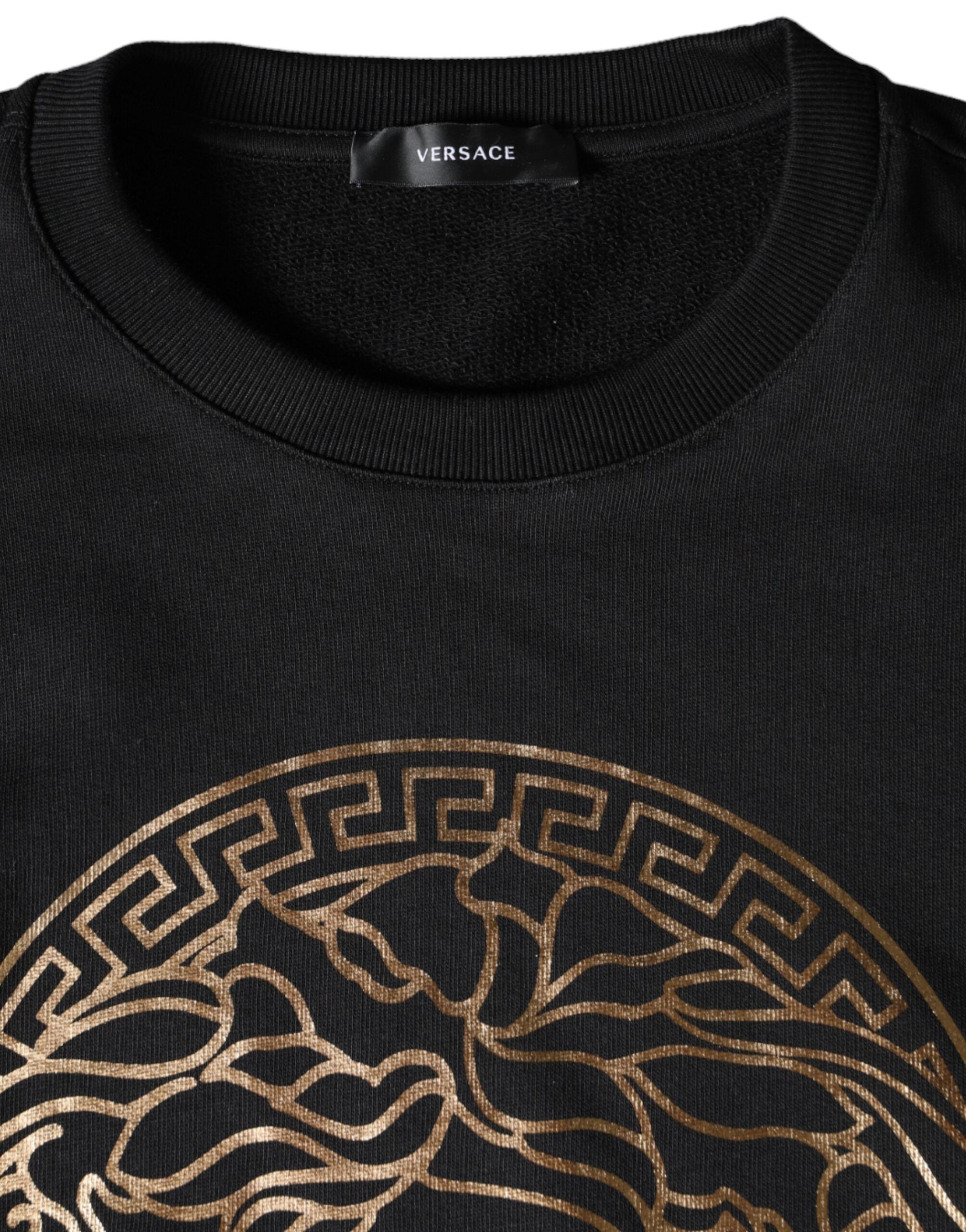 Sweat-shirt à col rond en coton polaire noir Medusa de Versace