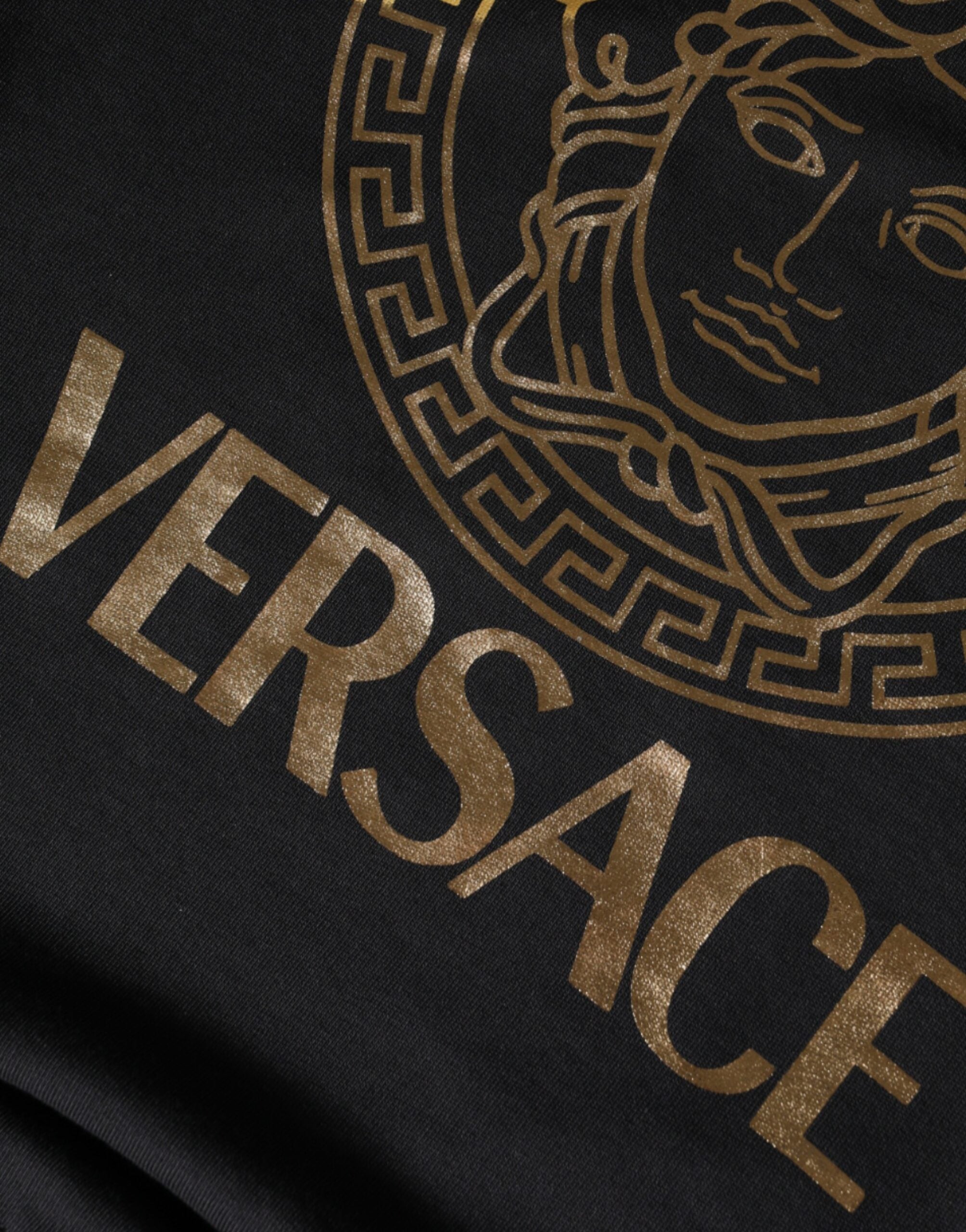 Sweat-shirt à col rond en coton polaire noir Medusa de Versace