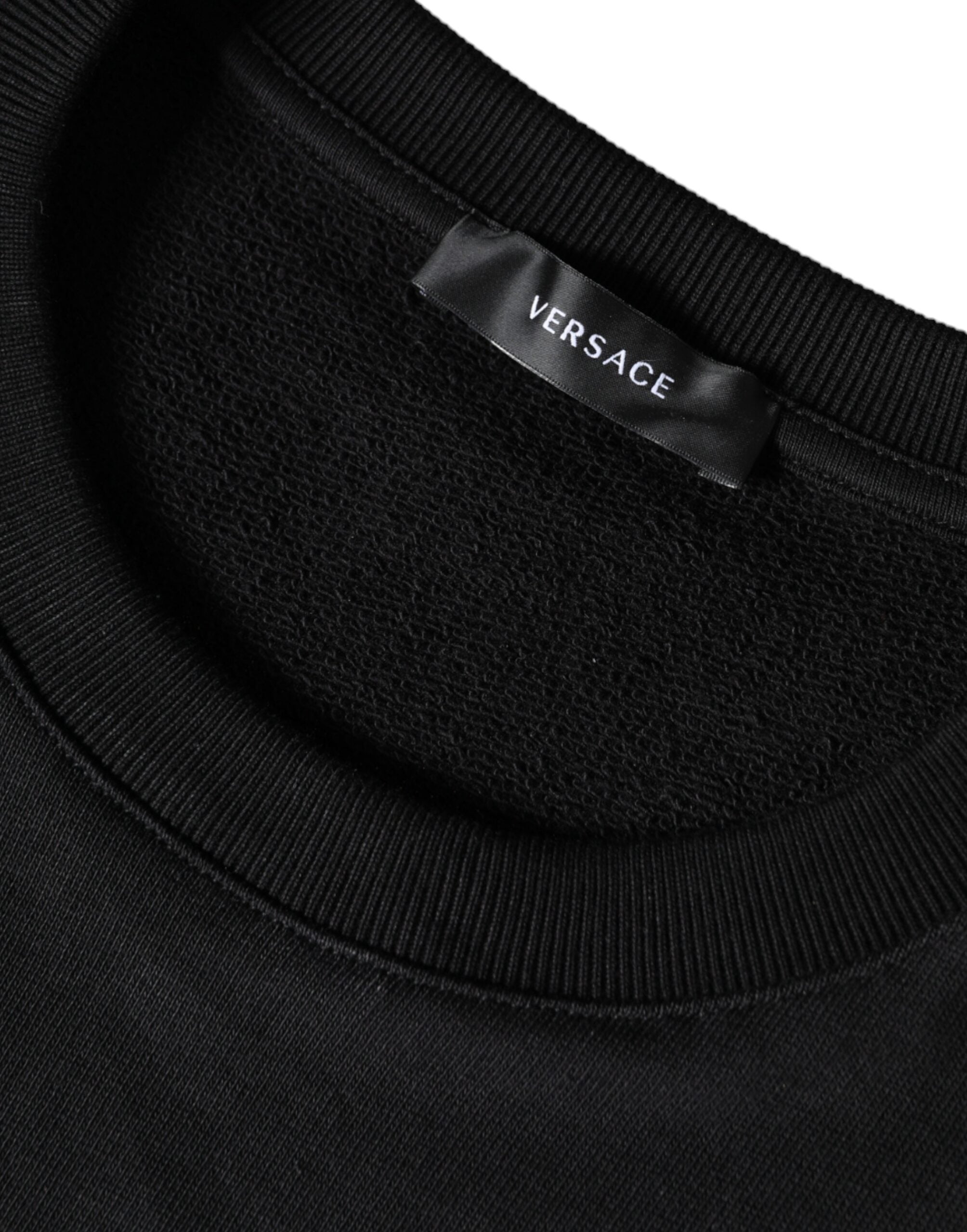 Sweat-shirt à col rond en coton polaire noir Medusa de Versace