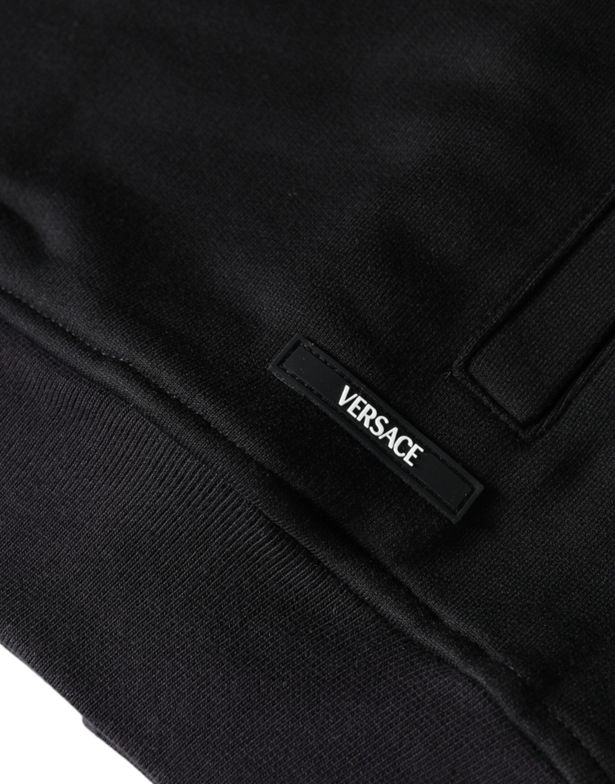 Sweat à capuche zippé en coton noir à imprimé Medusa Versace