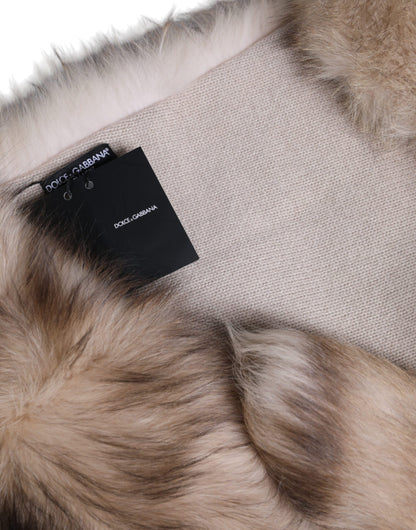 Écharpe d'hiver cache-cou en fourrure de renard marron givré Dolce &amp; Gabbana