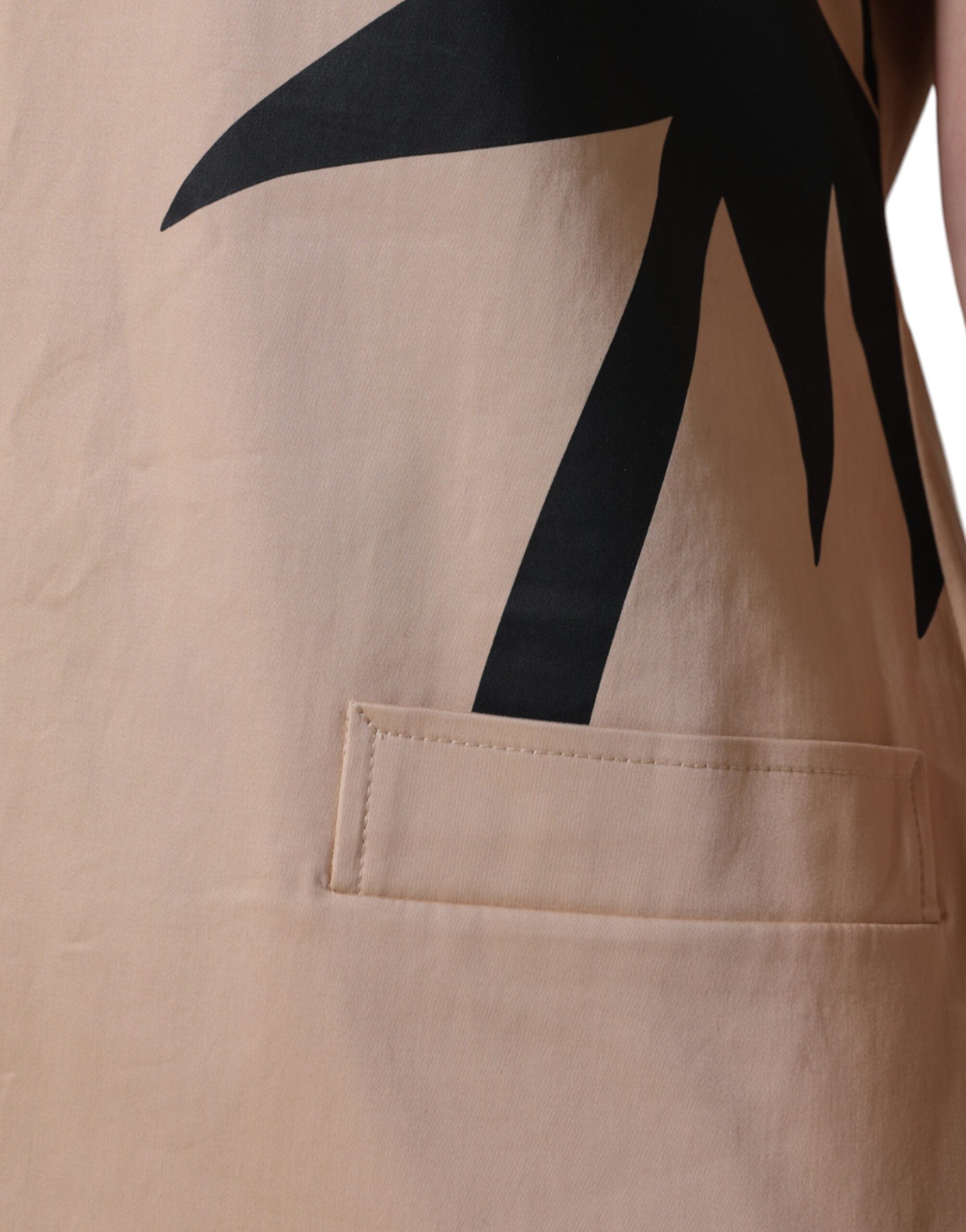 Robe mi-longue à manches courtes en coton beige Moschino