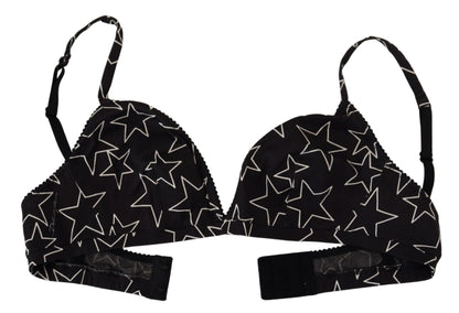 Soutien-gorge sans armatures en coton noir Dolce &amp; Gabbana Millennials Star