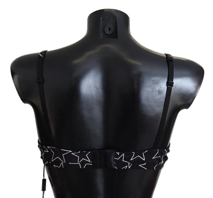 Soutien-gorge sans armatures en coton noir Dolce &amp; Gabbana Millennials Star