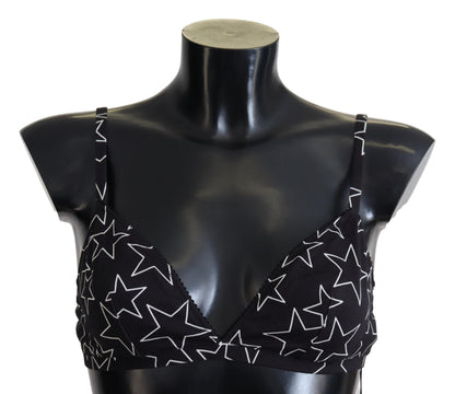 Soutien-gorge sans armatures en coton noir Dolce &amp; Gabbana Millennials Star