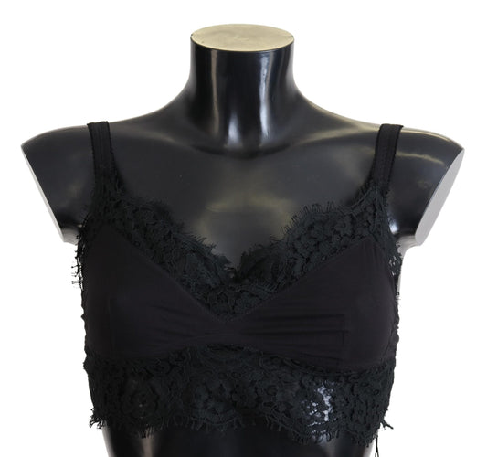 Sous-vêtements bralette extensible en dentelle florale noire Dolce &amp; Gabbana