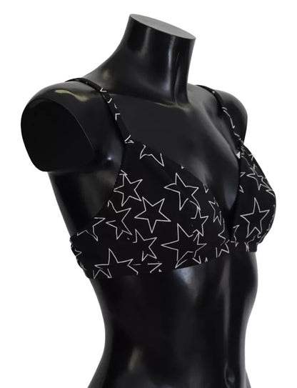 Soutien-gorge sans armatures en coton noir Dolce &amp; Gabbana Millennials Star