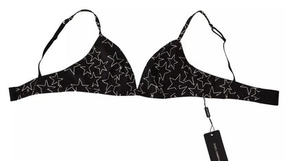 Soutien-gorge sans armatures en coton noir Dolce &amp; Gabbana Millennials Star