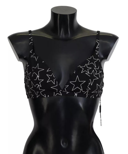 Soutien-gorge sans armatures en coton noir Dolce &amp; Gabbana Millennials Star