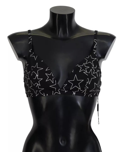 Soutien-gorge sans armatures en coton noir Dolce &amp; Gabbana Millennials Star