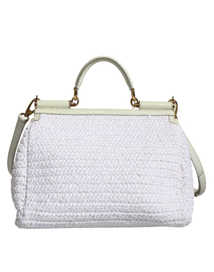 Sac bandoulière Dolce &amp; Gabbana SICILY en cuir raphia blanc