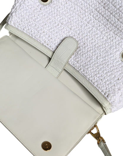 Sac bandoulière Dolce &amp; Gabbana SICILY en cuir raphia blanc