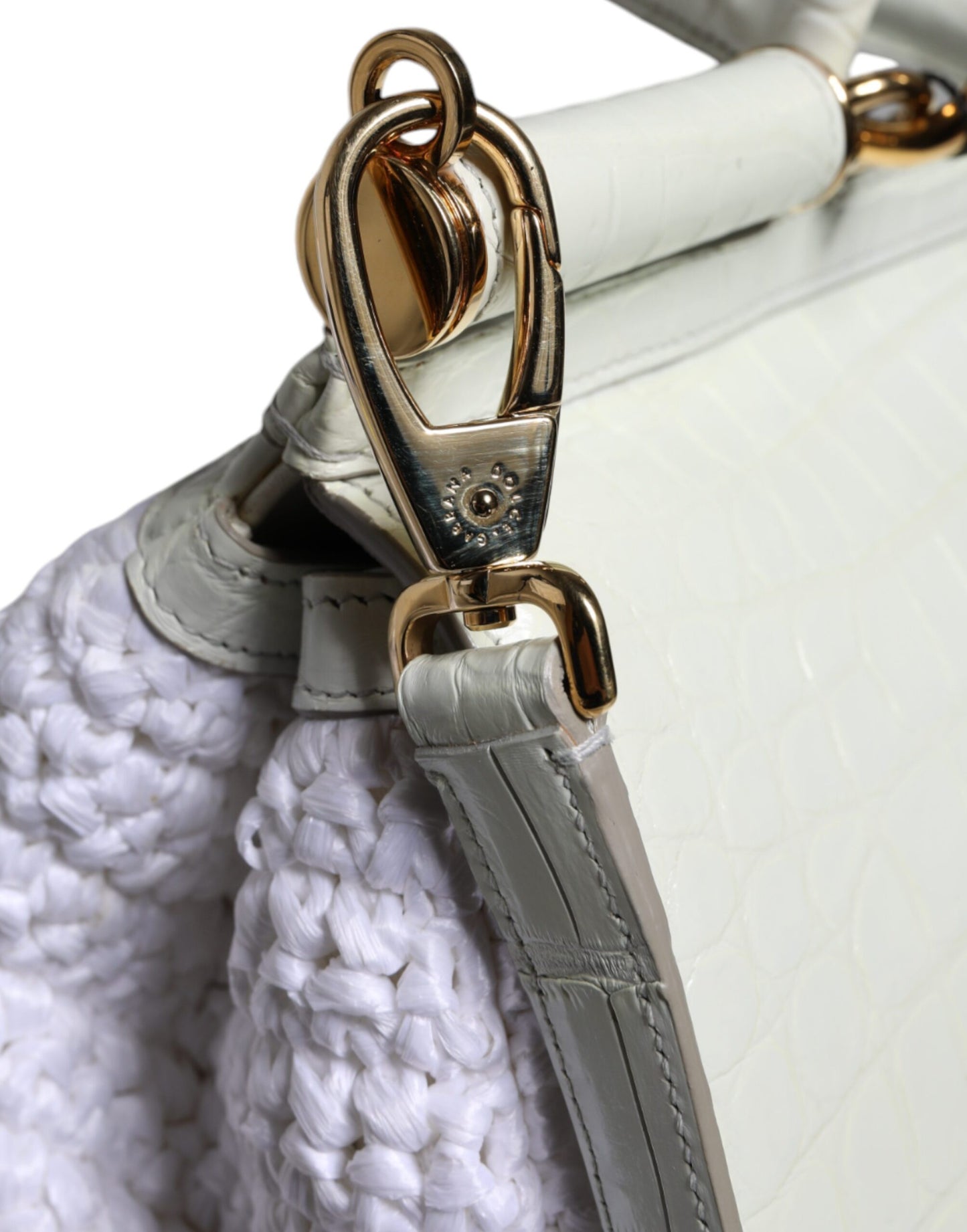Sac bandoulière Dolce &amp; Gabbana SICILY en cuir raphia blanc