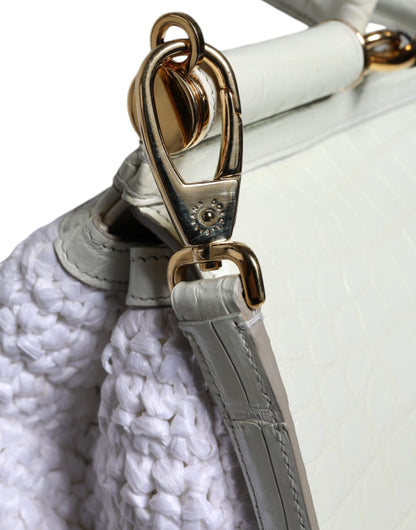 Sac bandoulière Dolce &amp; Gabbana SICILY en cuir raphia blanc