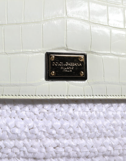 Sac bandoulière Dolce &amp; Gabbana SICILY en cuir raphia blanc