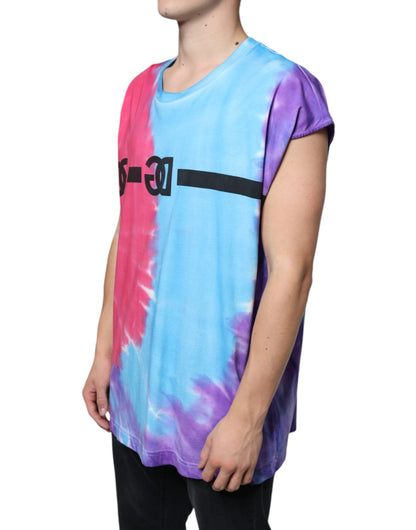 T-shirt sans manches en coton tie-dye multicolore Dolce &amp; Gabbana