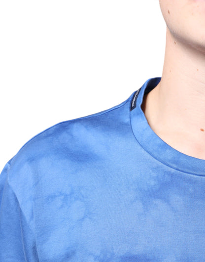 T-shirt en coton bleu tie-dye avec symbole de la paix Dolce &amp; Gabbana