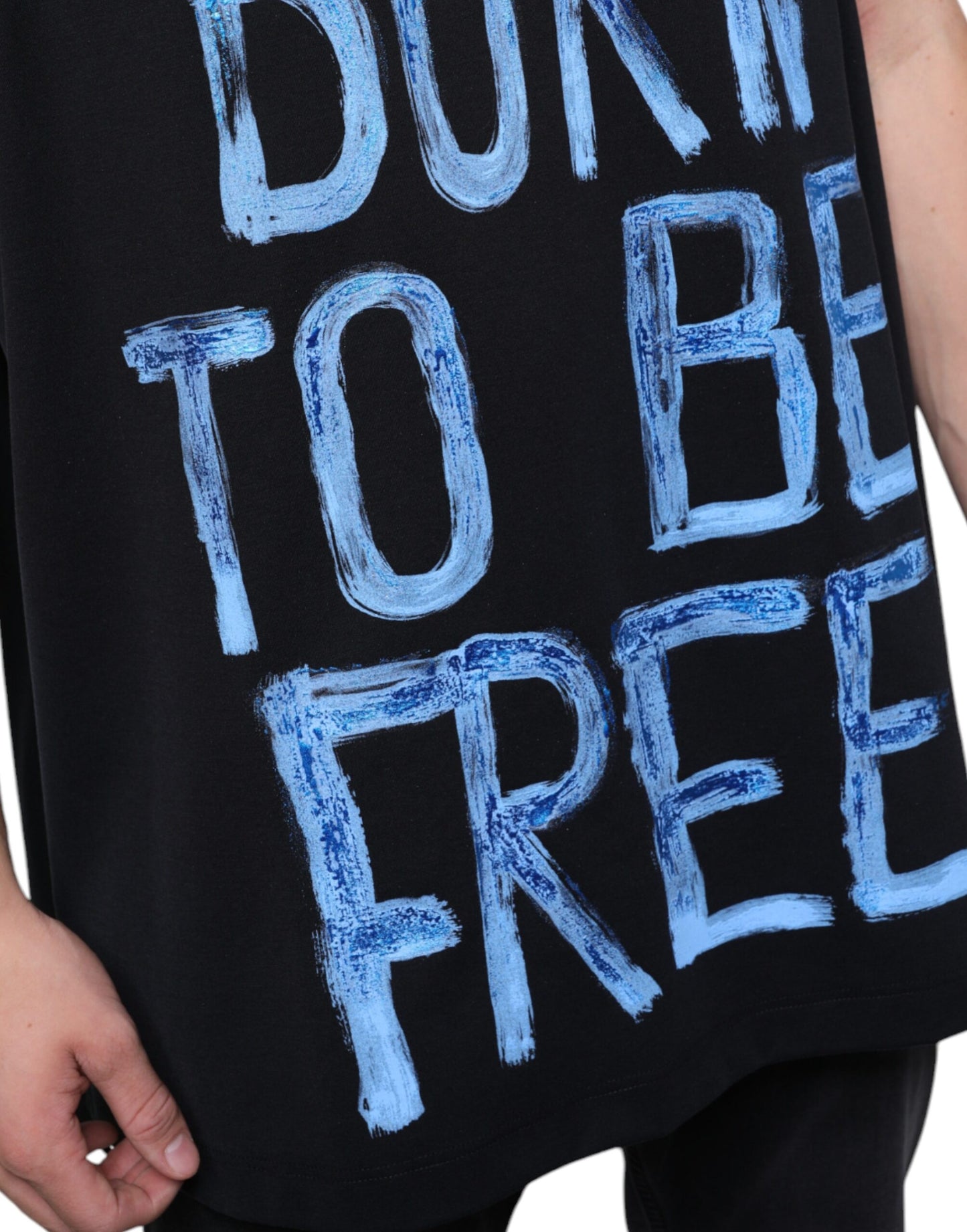 T-shirt sans manches en coton noir Dolce &amp; Gabbana Born To Be Free