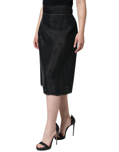 Jupe crayon taille haute en viscose noire Dolce &amp; Gabbana