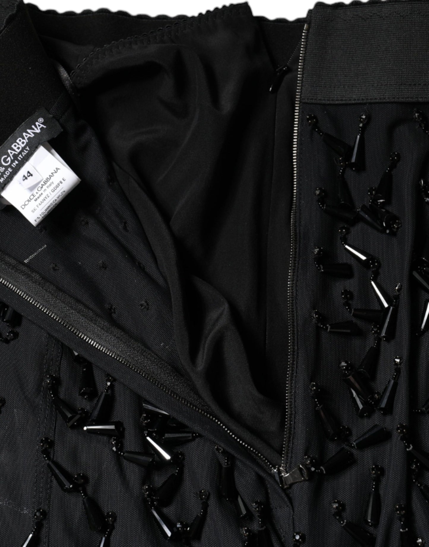 Jupe crayon mi-longue noire à ornements Dolce &amp; Gabbana
