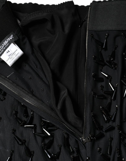 Jupe crayon mi-longue noire à ornements Dolce &amp; Gabbana