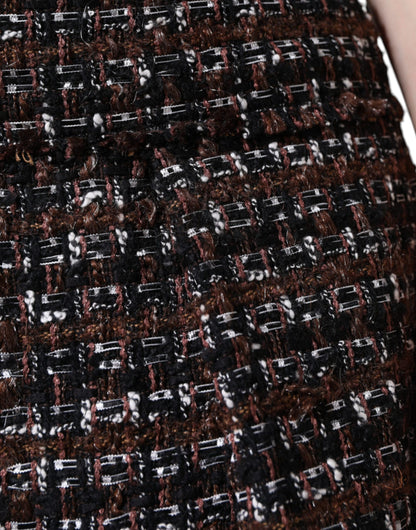 Mini-jupe trapèze taille haute en tweed tartan multicolore Dolce &amp; Gabbana