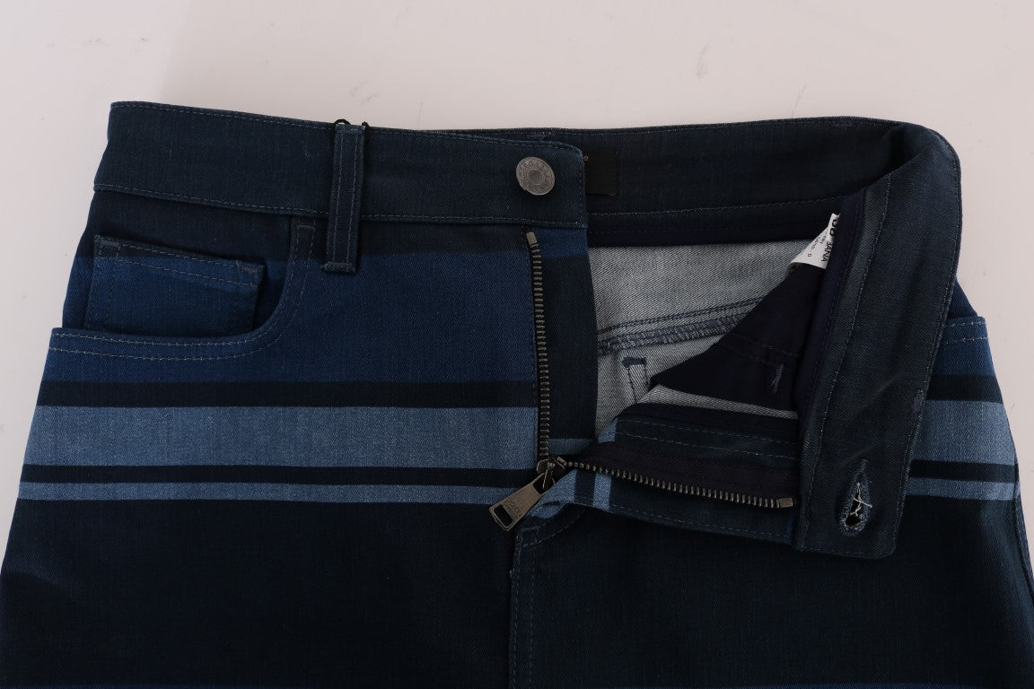 Mini-jupe en jean à rayures bleues Dolce &amp; Gabbana