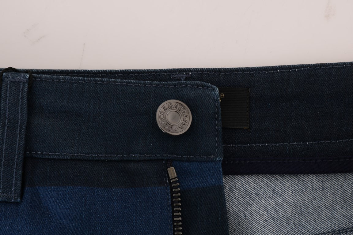 Mini-jupe en jean à rayures bleues Dolce &amp; Gabbana