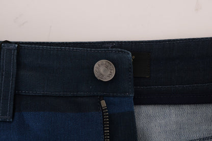 Mini-jupe en jean à rayures bleues Dolce &amp; Gabbana